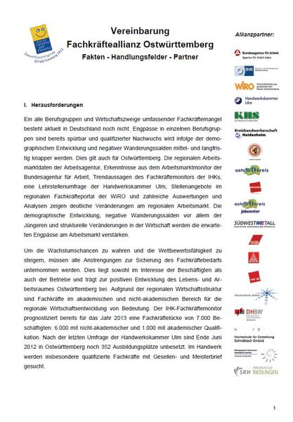 Vereinbarung Fachkräfteallianz Ostwürttemberg