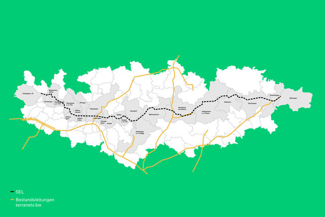 Der Verlauf der geplanten Pipeline von Esslingen nach Bissingen.